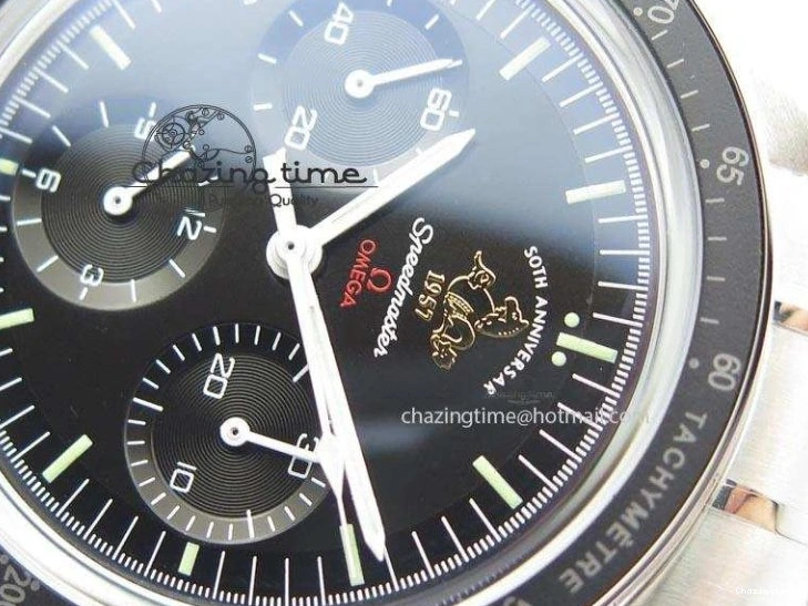 0419 Refined Speedmaster 50th Anniversary Black Dial On SS Bracelet 8232